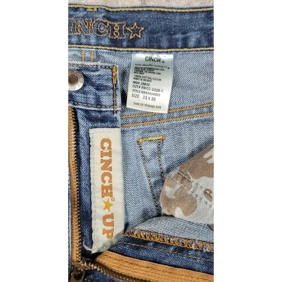 Cinch Up Men's Blue Relaxed Fit Denim Western Rodeo Logo Jeans Sz 33x36 - Picture 6 of 8